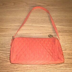 Vera Bradley Orange Quilted Shoulder Small Handbag Adjustable Strap Pocket